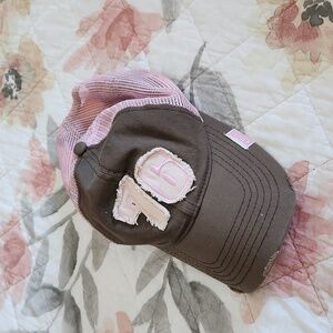 Primos 76 Hunting Brown Pink Hat Distressed Speak the Language Womens Casual